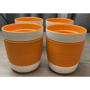 2009 Starbucks-Mug Set 4-No Handle-12oz-Orange And White